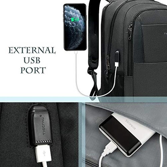 Tigernu Laptop Backpack, Business Anti Theft Slim Durable w/ USB Charging Port - Picture 2 of 8